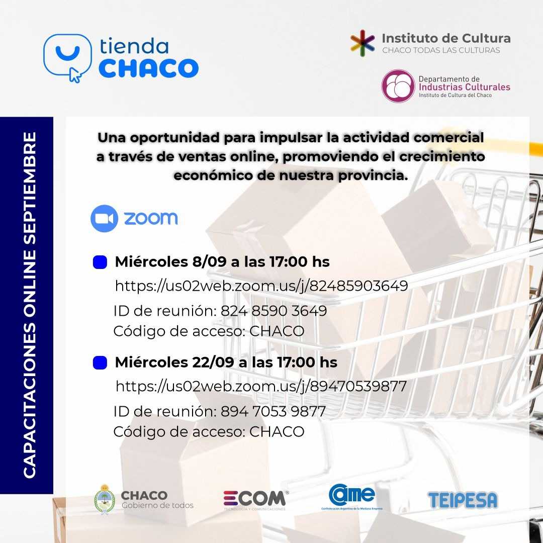 Tienda Chaco y el Instituto de Cultura invitan a capacitaciones